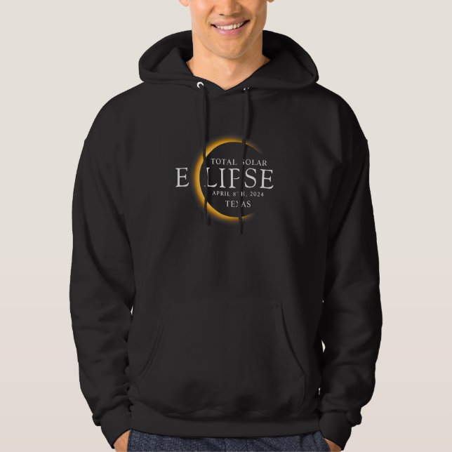 Sudadera Eclipse solar total de 2024 Texas Black & Gold mod (Anverso)