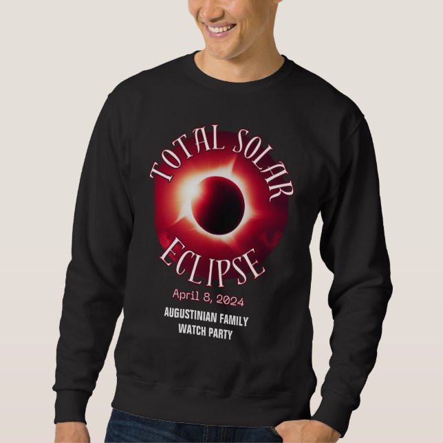 Sudadera Eclipse total solar 2024 personalizado para famili (Anverso)