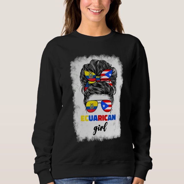 Sudadera Ecuadorian And Puerto Rican Rico Ecuador Flag Girl (Anverso)