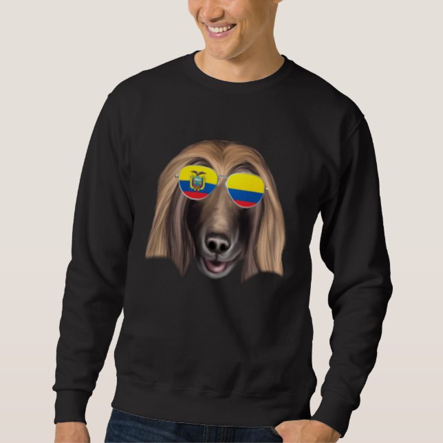 Sudadera Ecuadorian Flag Afghan Hound Dog Ecuador Pocket (Anverso)