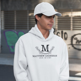 Sudadera Edad De Monograma De Nombre Blanco Y Negro Persona