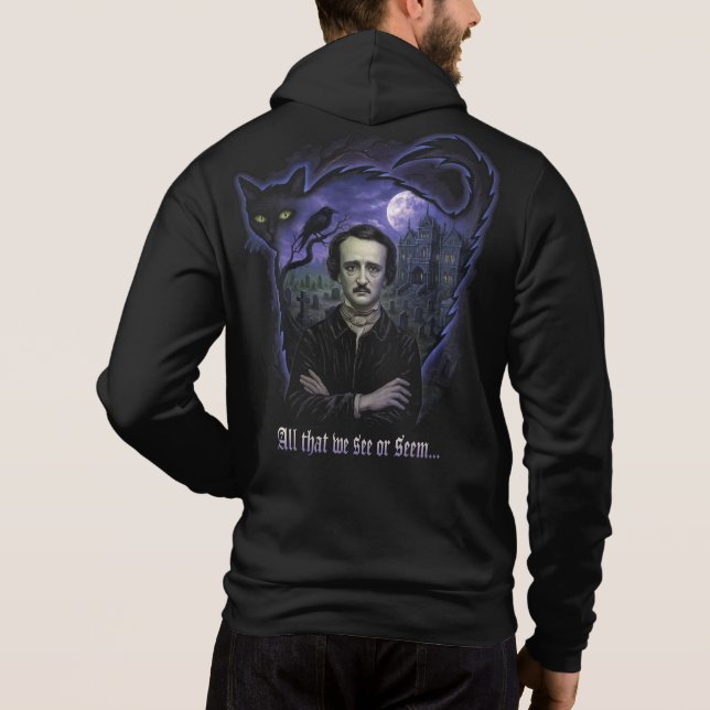 Sudadera Edgar Allan Poe Gothic Hoodie - Raven y Cat (Reverso)