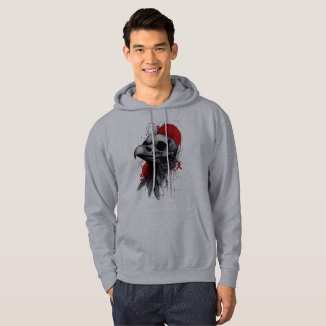 Sudadera Edgy Crow Skull Gothic Grunge Hoodie (Anverso completo)