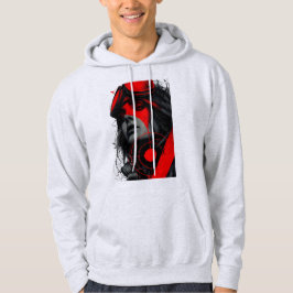 Sudadera Edgy Cyberpunk Dystopian Girl Red Target Hoodie