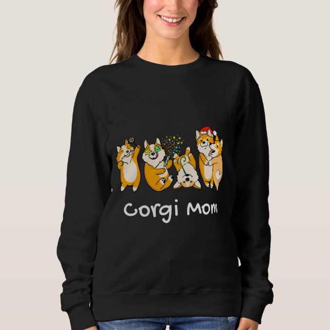 Sudadera Edición Fiesta de Corgi Mom Navidades (Anverso)