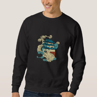 Sudadera Edificio asiático tradicional japonés de ola oceán