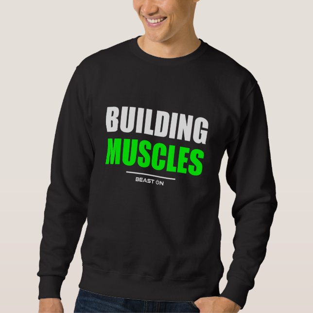 Sudadera Edificio Músculos Gimnasio Fitness Formación Const (Anverso)