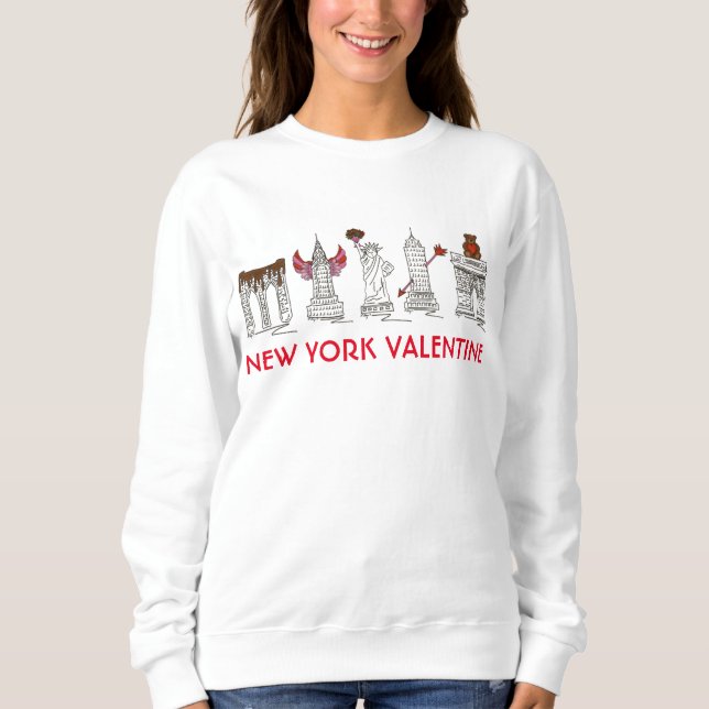 Sudadera Edificios de edificios de New York Valentine Love  (Anverso)