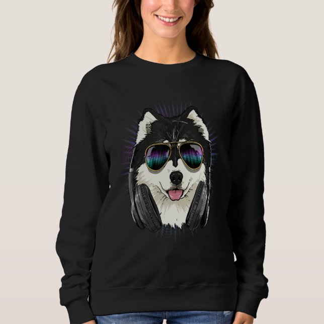 Sudadera EDM House Music DJ Alaskan Malamute Music  Music A (Anverso)