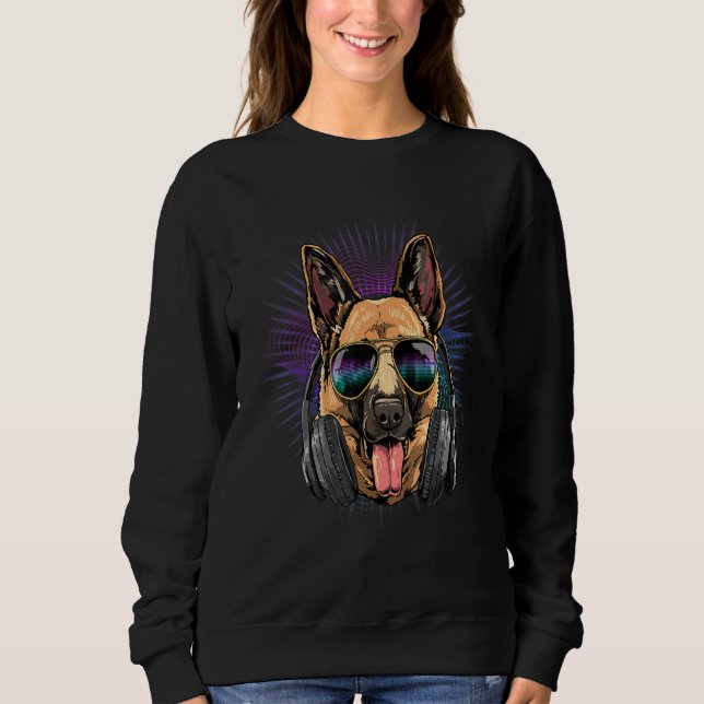 Sudadera EDM House Music DJ German Shepherd Music  Music Ar (Anverso)