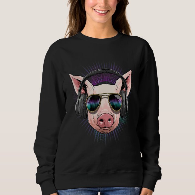 Sudadera EDM House Music DJ Pig Music  Music Artist Pig Mom (Anverso)