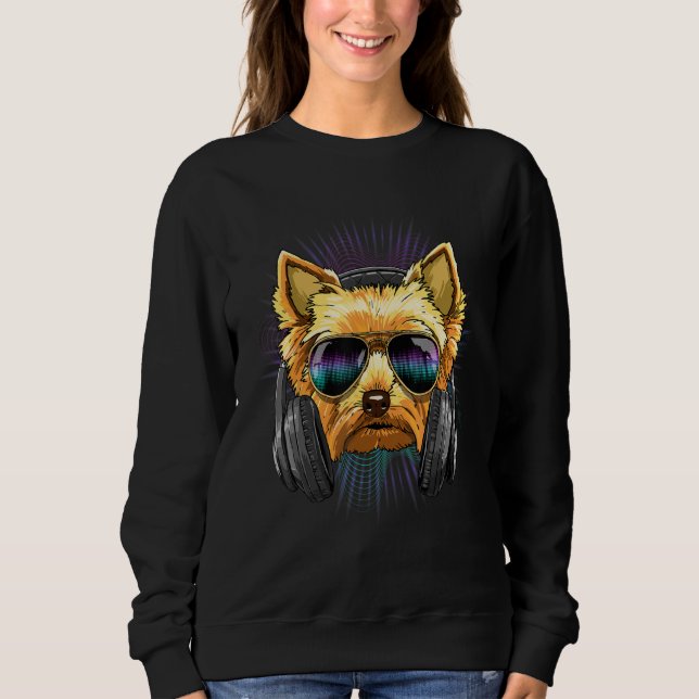 Sudadera EDM House Music DJ Yorkshire Terrier Dog Music  Ar (Anverso)