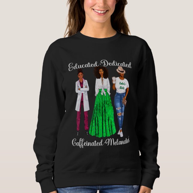 Sudadera Educado afroamericano dedicado a la cafeína (Anverso)