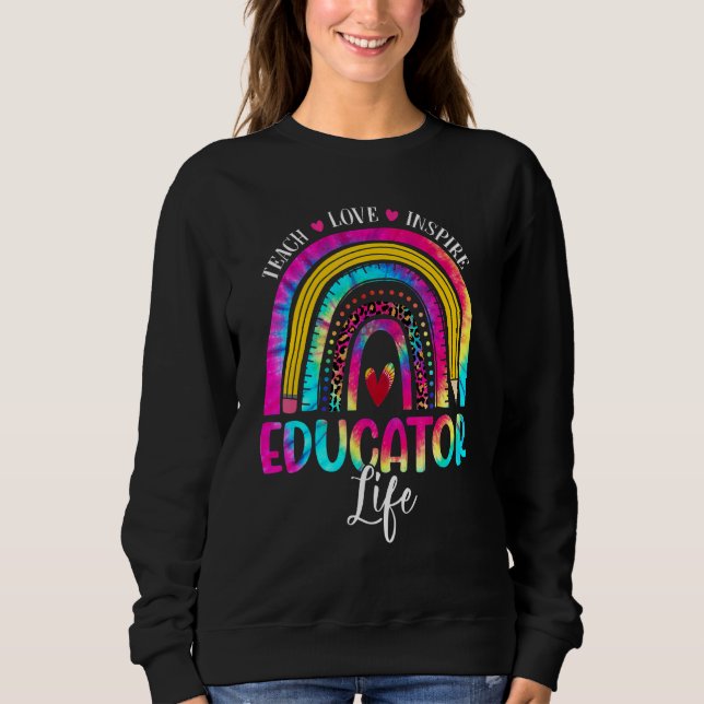 Sudadera Educador Maestra Arco Iris Tye Primer Día De Scho (Anverso)
