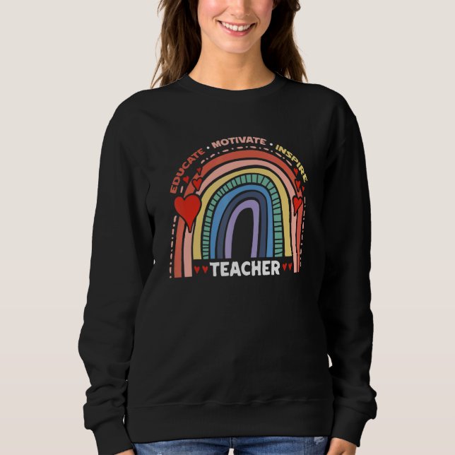 Sudadera Educar a los profesores inspiran aprecio arcoiris (Anverso)