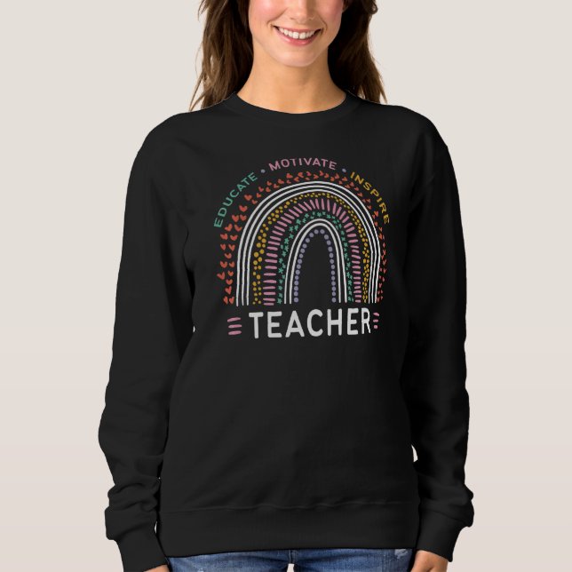 Sudadera Educar a los profesores inspiran aprecio arcoiris (Anverso)