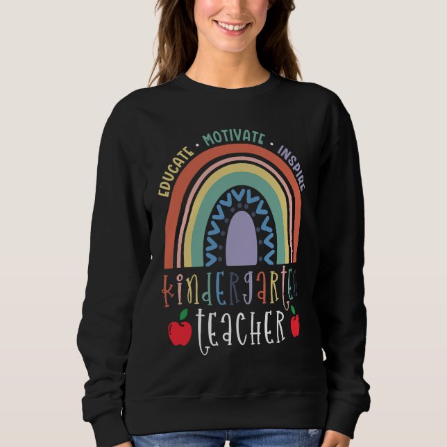 Sudadera Educate Motivate Inspire Kindergarten Teacher Rain (Anverso)