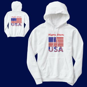 Sudadera EE. UU. Estados Unidos América Roja Personalizada 