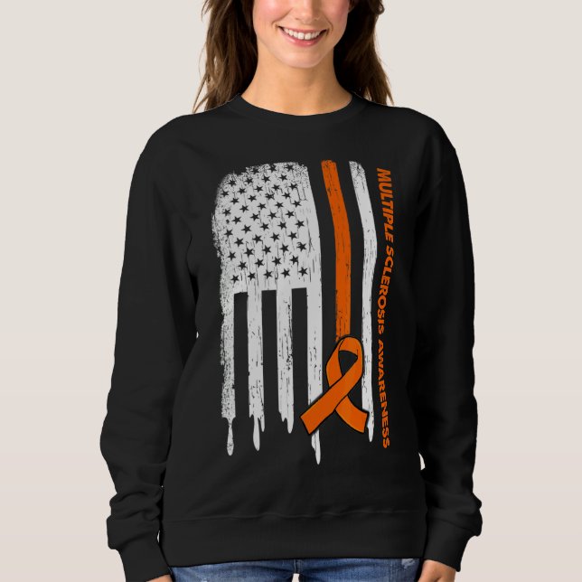 Sudadera Ee.Uu. Flag Naranja Ribbon Awarenes De Esclerosis  (Anverso)