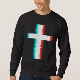 Sudadera Efecto Glitch moderno de la Cruz Cristiana de Guay