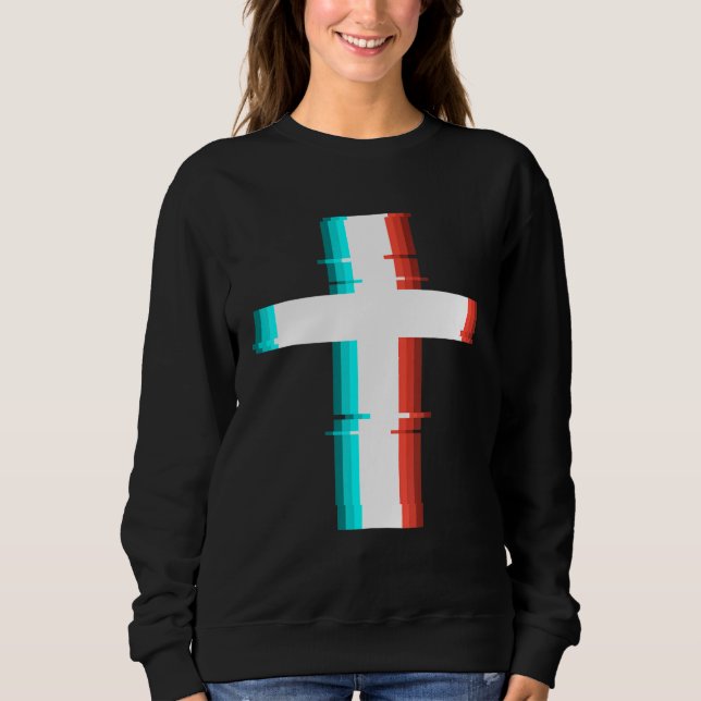 Sudadera Efecto Glitch moderno de la Cruz Cristiana de Guay (Anverso)