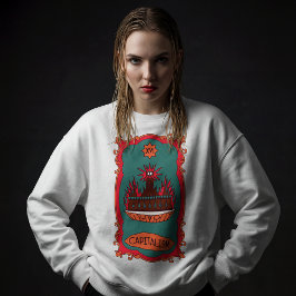 Sudadera Eff Capitalism Burn It Tarot Card Tower Symbol