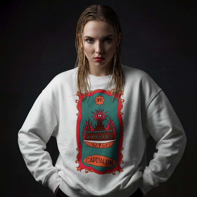 Sudadera Eff Capitalism Burn It Tarot Card Tower Symbol (Subido por el creador)