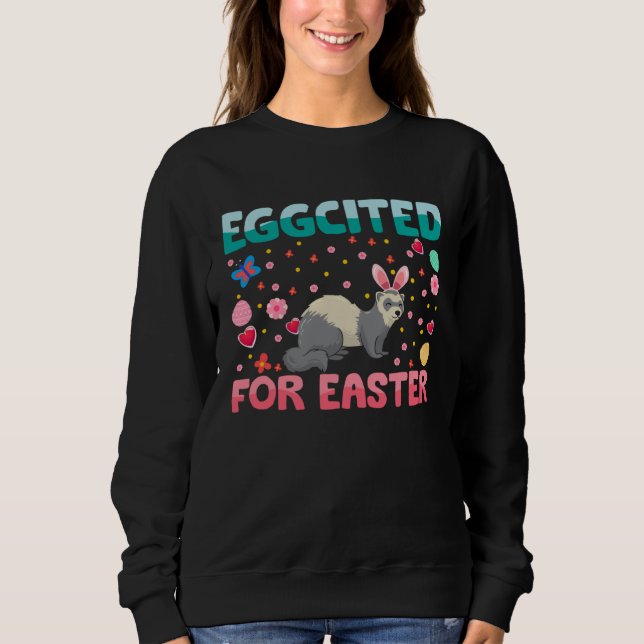 Sudadera Eggcited For Easter Bunny Ferret Rabbit Kids (Anverso)