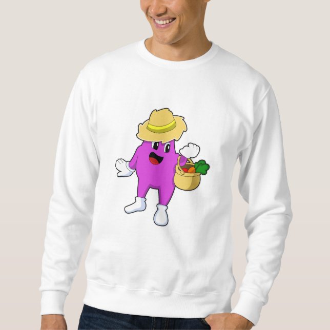 Sudadera Eggplant como agricultor con zanahoria (Anverso)