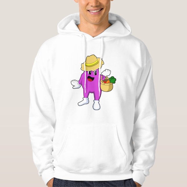 Sudadera Eggplant como agricultor con zanahoria (Anverso)