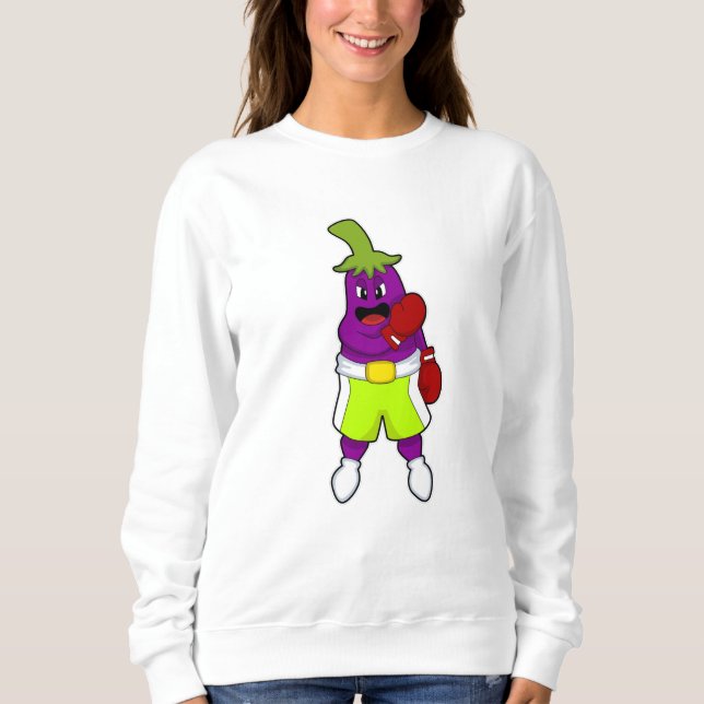 Sudadera Eggplant escribe en Boxing con guantes de boxeo (Anverso)