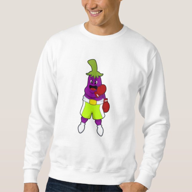 Sudadera Eggplant escribe en Boxing con guantes de boxeo (Anverso)