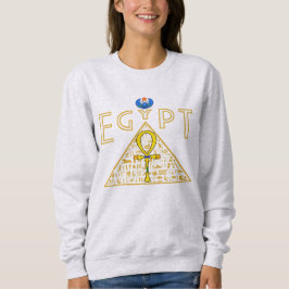 Sudadera egipcia, de Ankh, pirámide y carab azul