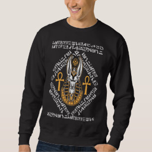 Sudadera Egipcio Dios Anubis Ankh Egipto Hieroglíficos