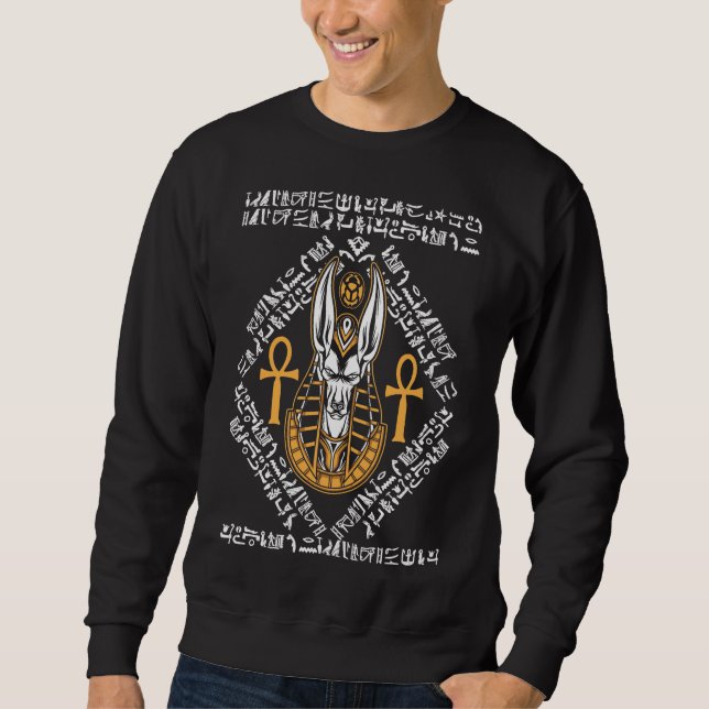 Sudadera Egipcio Dios Anubis Ankh Egipto Hieroglíficos (Anverso)