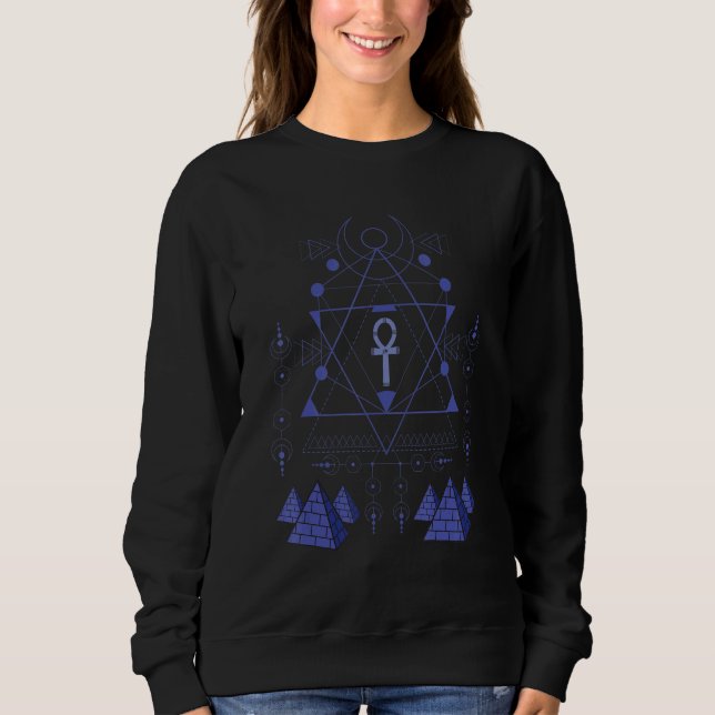 Sudadera Egyptology Ankh and Pyramids Symbol Kemetic Egypti (Anverso)