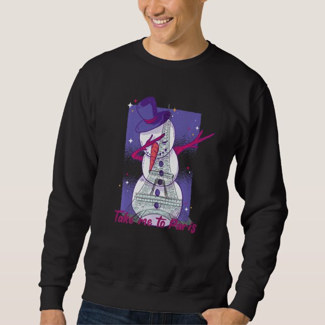 Sudadera Eiffel Tower Dabbing Snowman Take me to Paris Chri (Anverso)