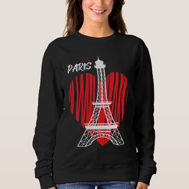 Sudadera Eiffel Tower Heart Love Paris France Souvenir Fren (Anverso)