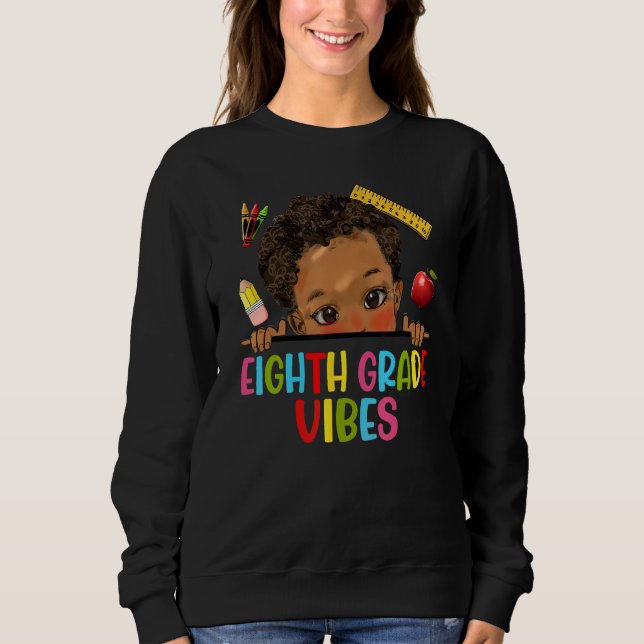 Sudadera Eighth Grade Vibes African American Kids Boy Back  (Anverso)