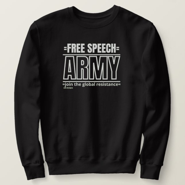 sudadera "EJÉRCITO DE LIBERTAD DE EXPRESIÓN 2" (Anverso del diseño)