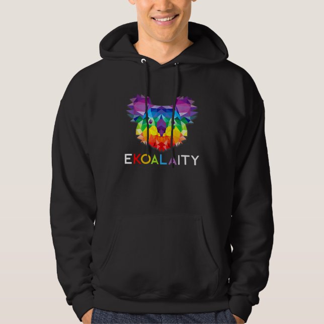 Sudadera Ekoalaity Koala Bandera Arcoiris Orgullo gay (Anverso)
