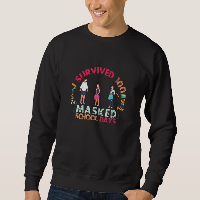 Sudadera El 100° Día De La Escuela Sobreviví A 100 Mascaril (Anverso)