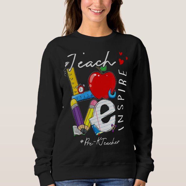 Sudadera El Amor De Enseñanza Inspira Predicar Al Profesor  (Anverso)