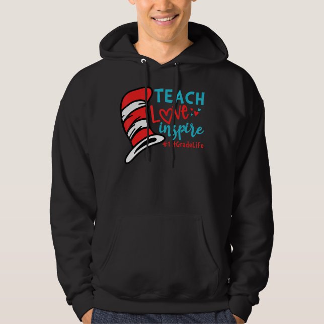 Sudadera El amor de la enseñanza inspira la vida de primer  (Anverso)