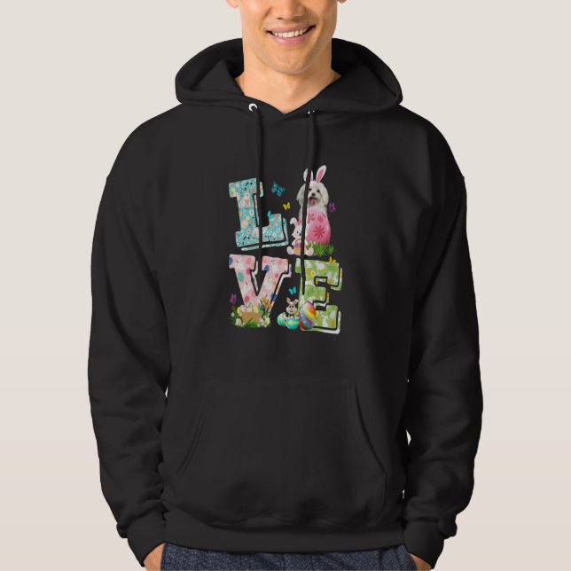 Sudadera El amor de Pascua disfrazado de perro maltés (Anverso)