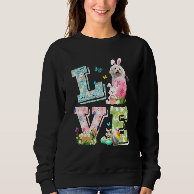 Sudadera El amor de Pascua disfrazado de perro maltés (Anverso)