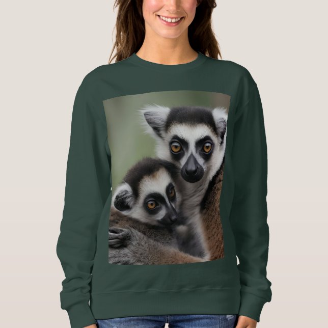 Sudadera **"El amor de una madre: Mami y bebé Lemur Cudling (Anverso)