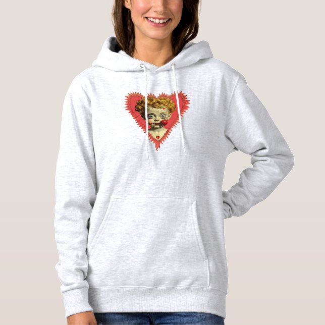 Sudadera El amor duele divertido querubín ángel zombie muñe (Anverso)