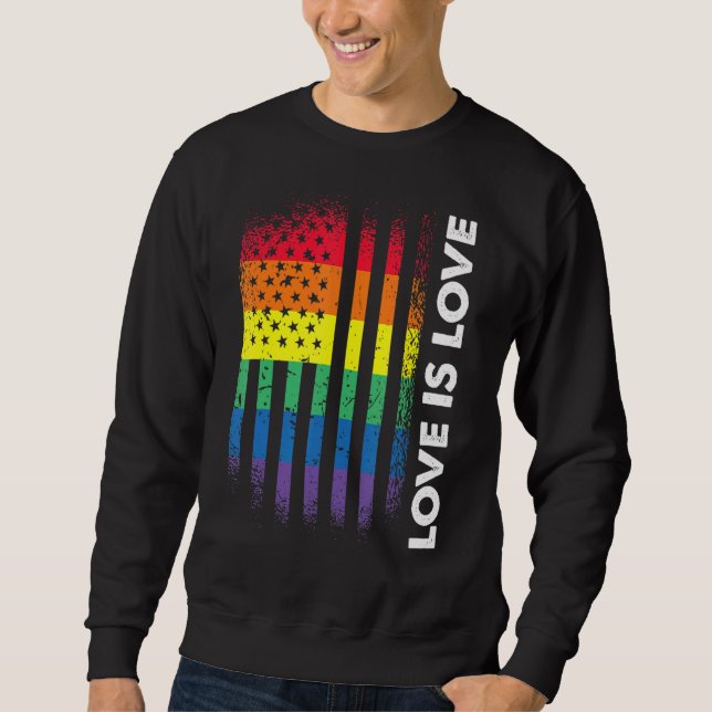 Sudadera El Amor Es La Bandera Estadounidense Rainbow Gay L (Anverso)