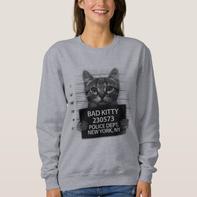 Sudadera El arresto de un gato en Bad Kitty. Foto divertida (Anverso)